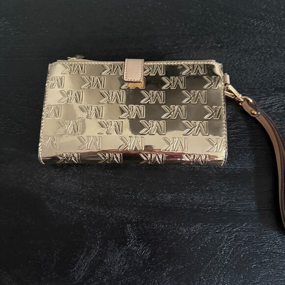 Michael Kors Jet Set Shiny Gold Double-Zip Wristlet - Picture 1 of 5